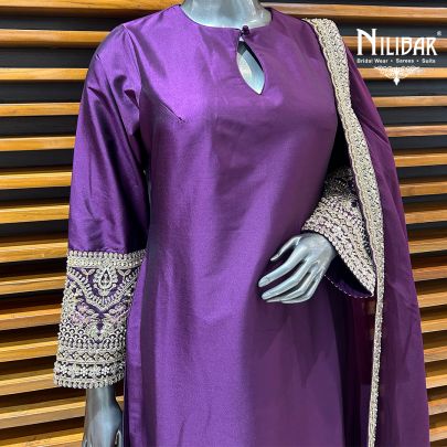 Purple Silk Pant Suit Set