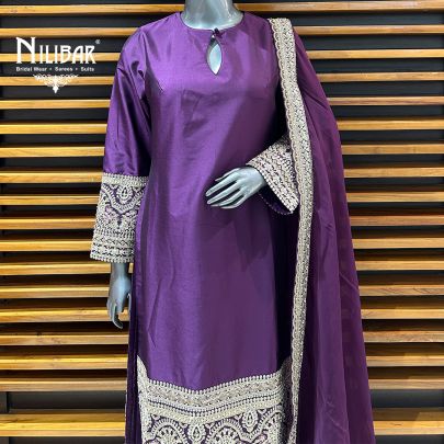 Purple Silk Pant Suit Set