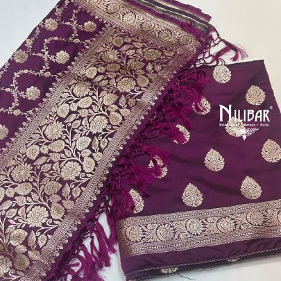 Jam Purple Banarasi Silk Unstitched Suit