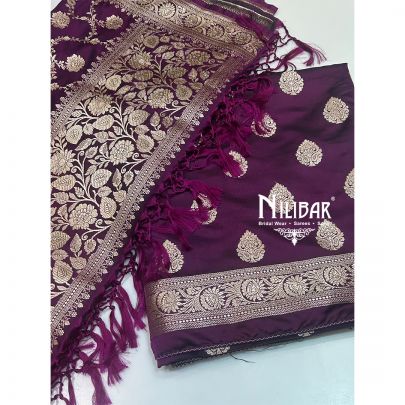 Jam Purple Banarasi Silk Unstitched Suit
