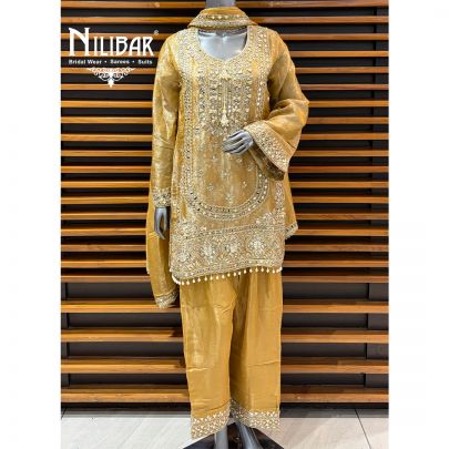 Yellow Gold Lamé Silk Salwar Suit