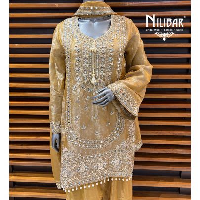 Yellow Gold Lamé Silk Salwar Suit
