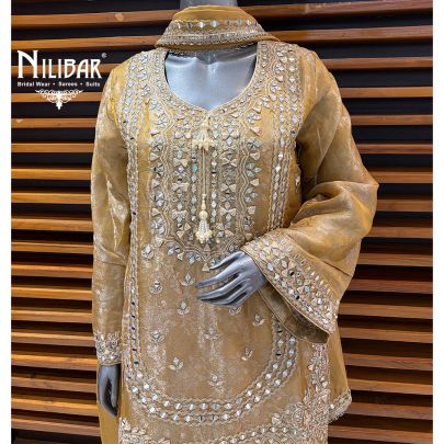 Yellow Gold Lamé Silk Salwar Suit