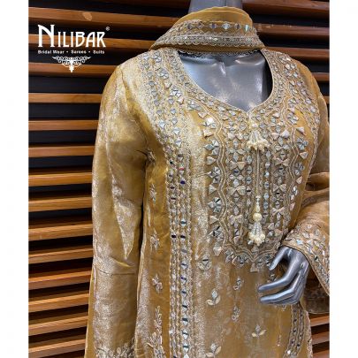 Yellow Gold Lamé Silk Salwar Suit