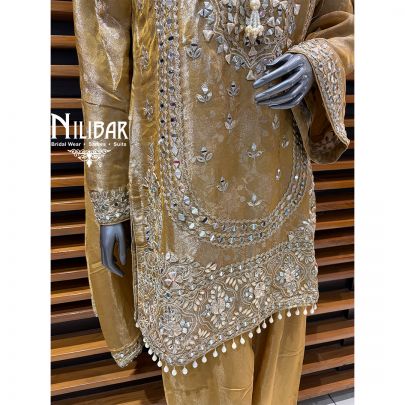 Yellow Gold Lamé Silk Salwar Suit