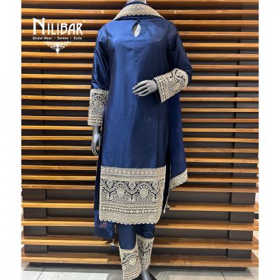 Royal Blue Silk Pant Suit