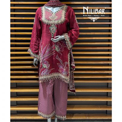 Maroon Crepe Salwar Suit