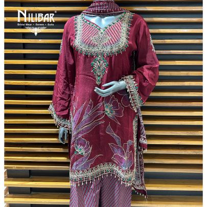 Maroon Crepe Salwar Suit