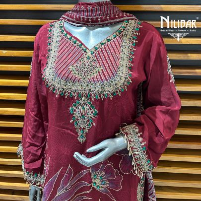 Maroon Crepe Salwar Suit
