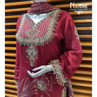 Maroon Crepe Salwar Suit