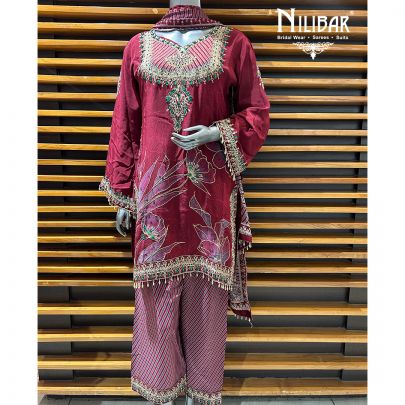 Maroon Crepe Salwar Suit