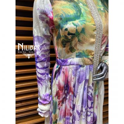 Milky White Crepe Long Anarkali Suit