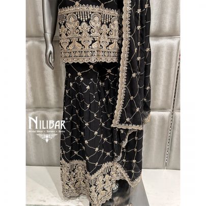 Black Chinon Garara Suit