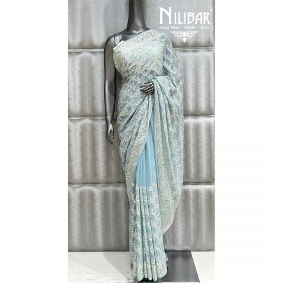 Ice Blue Georgette Saree