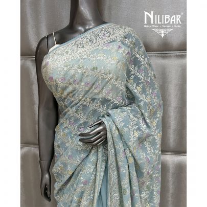 Ice Blue Georgette Saree