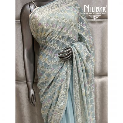Ice Blue Georgette Saree