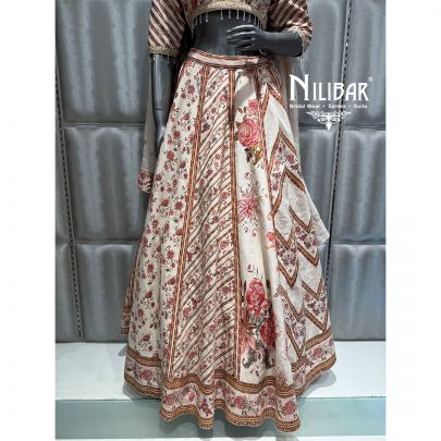 White Crepe Floral Lehenga