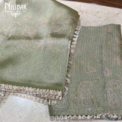 Green Silk Unstitched Suit