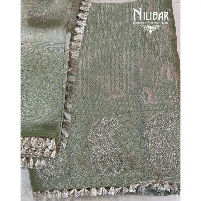 Green Silk Unstitched Suit