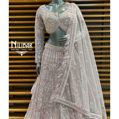 Blush Pink Net Lehenga