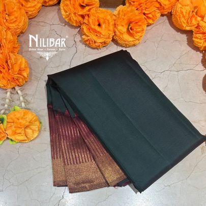 Bottle Green Pure Silk Saree