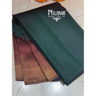 Bottle Green Pure Silk Saree