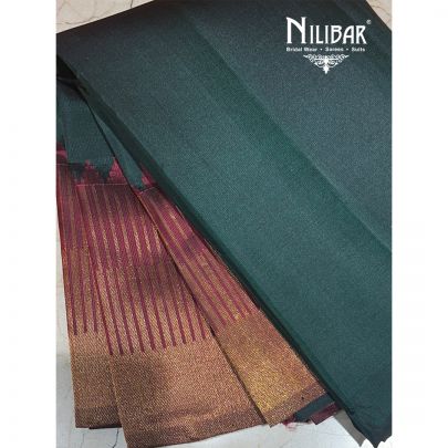 Bottle Green Pure Silk Saree