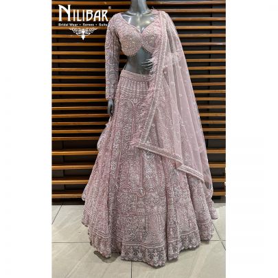 Blush Pink Net Lehenga