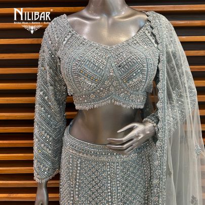 Stone Blue Net Lehenga