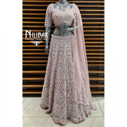 Pastel Pink Net Lehenga