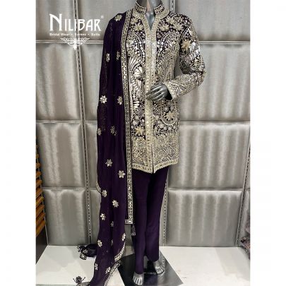 Purple Organza Suit