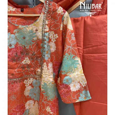 Fire Orange Cotton Pant Suit