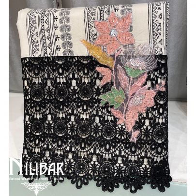 Cream Cotton Pakistani Unstitched Suit