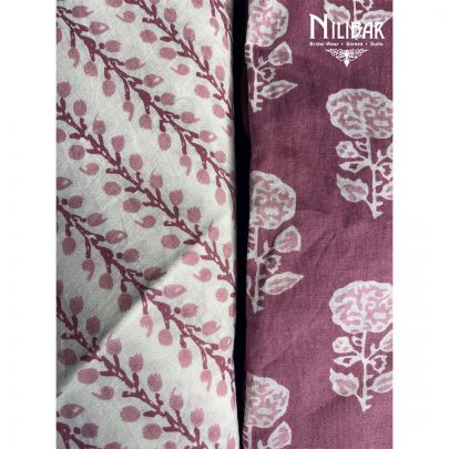 Onion Pink Cotton Print Unstitched Suit