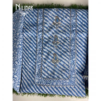 Light Blue Cotton Unstitched Suit