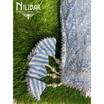 Light Blue Cotton Unstitched Suit