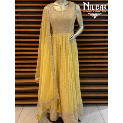 Banana Yellow Georgette Anarkali