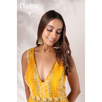 Yellow Georgette Printed Jumpsuit