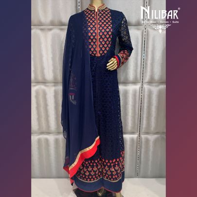 Navy Blue Georgette Anarkali