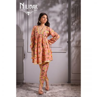 Peach Cotton Kurta Set