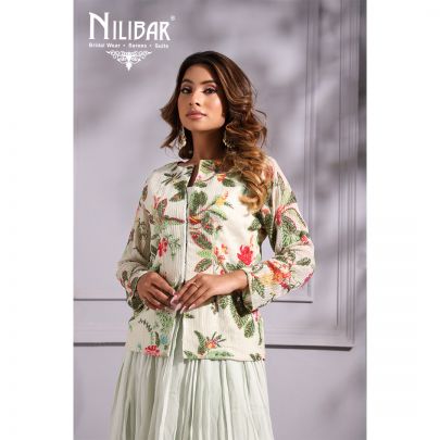 Pista Green Georgette Lehenga