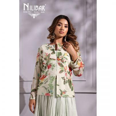 Pista Green Georgette Lehenga