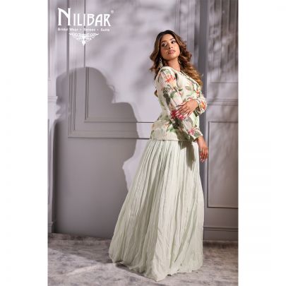 Pista Green Georgette Lehenga