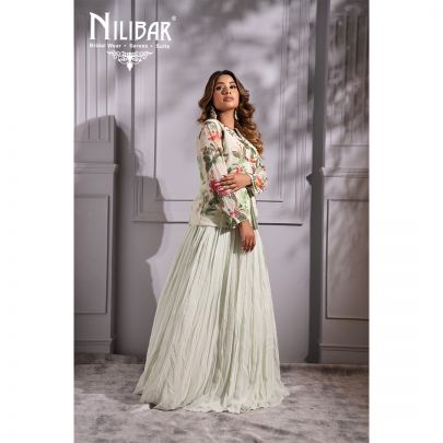 Pista Green Georgette Lehenga