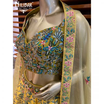 Corn Yellow Silk and Organza Lehenga