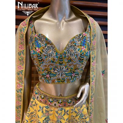 Corn Yellow Silk and Organza Lehenga