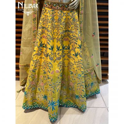 Corn Yellow Silk and Organza Lehenga