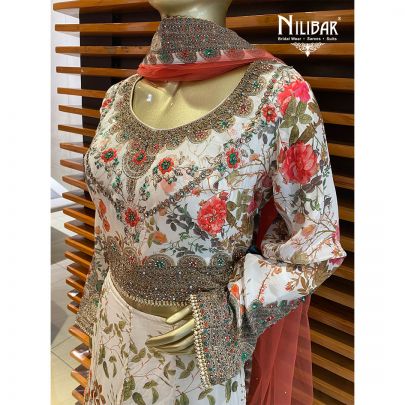 White Crepe and Net Lehenga
