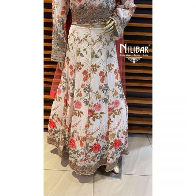 White Crepe and Net Lehenga