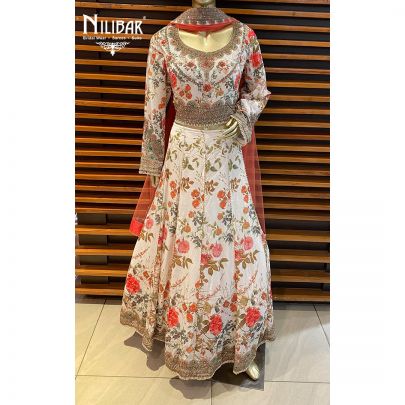 White Crepe and Net Lehenga